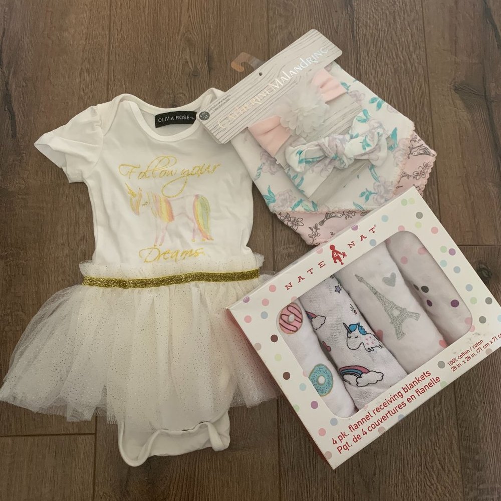 0-6month tutu onesie/0-6month 4 pc set/swaddle set